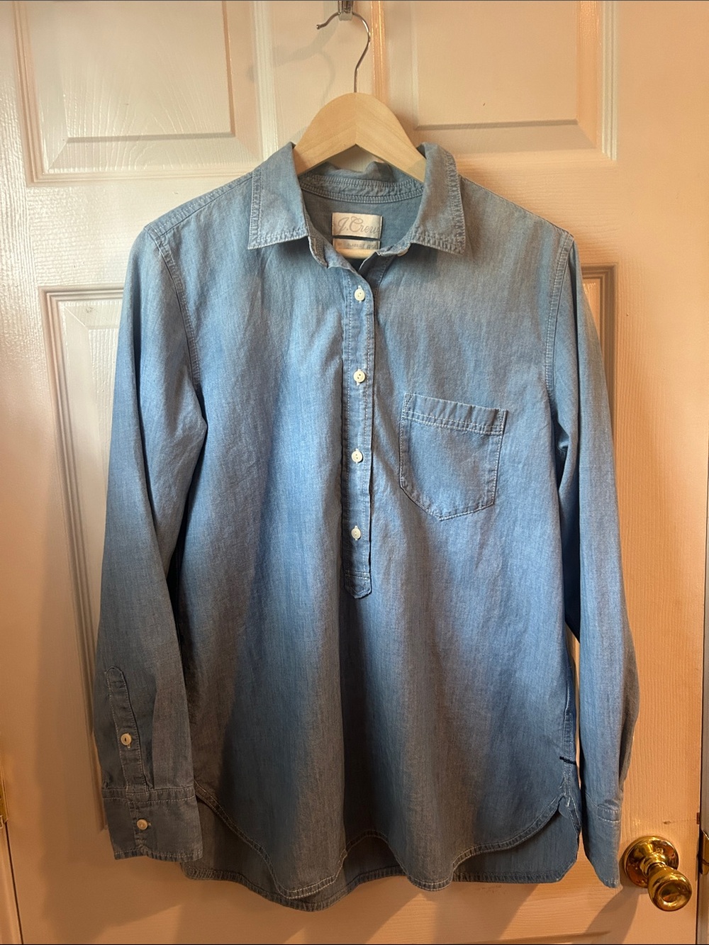 J. Crew Light Blue Chambray Button Front Popover 12 Tall